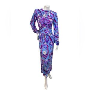 Vintage Emilio Pucci Psychedelic Print Midi Dress Circa 1960s - 1970s